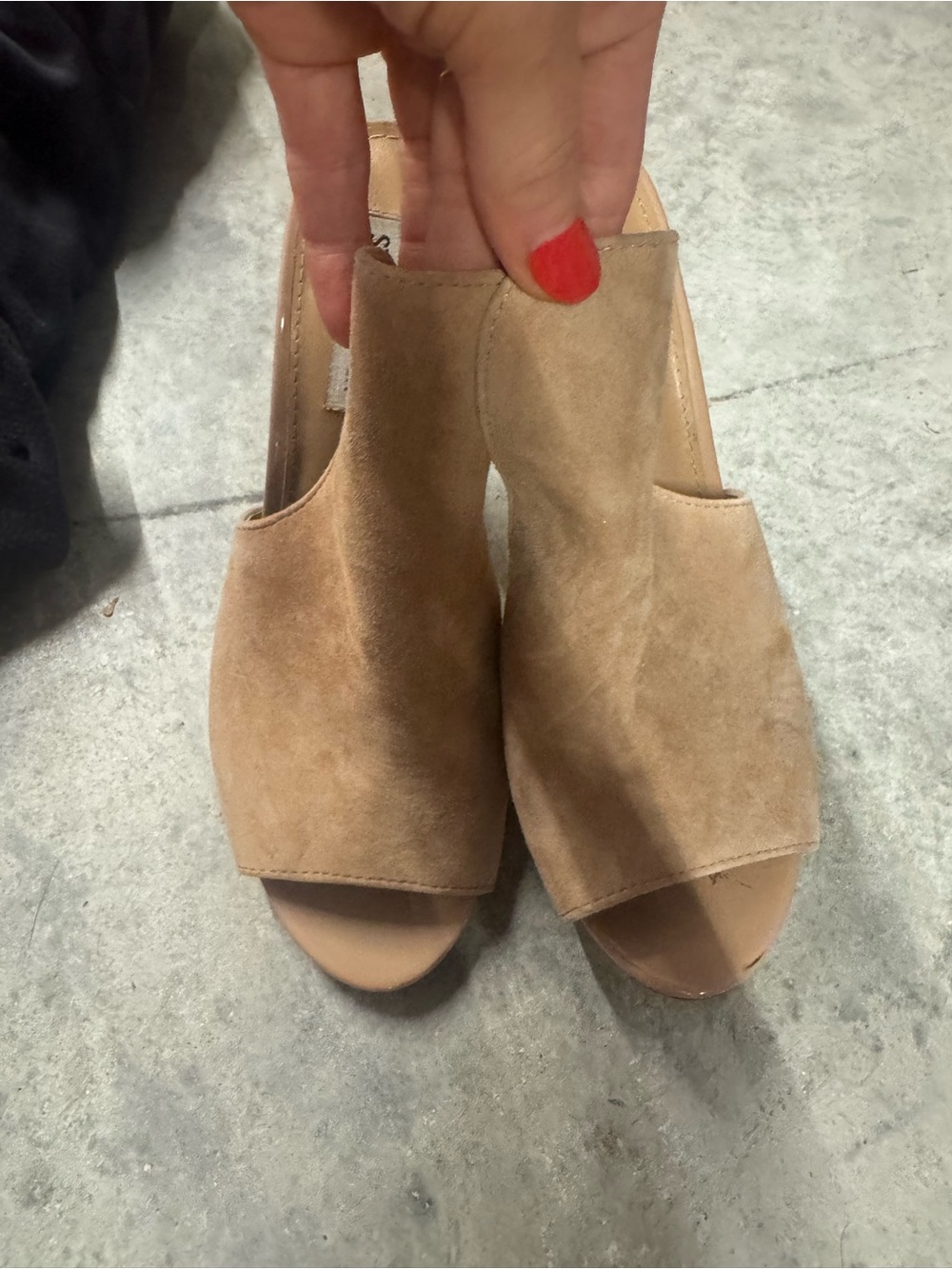 Steve Madden Tan Suede Open-Toe Bootie Heels